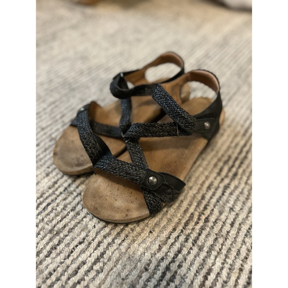 Taos Footwear Shoes - TAOS TRULIE Black Braided Leather Wedge Sandals Size 39 / 8.8.5